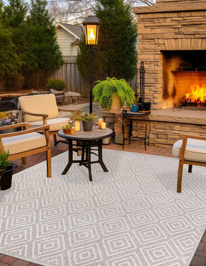 Gray 10' x 10' Sabrina Soto Outdoor Square Area Rug Weather Resistant for Patio, Deck, Terrace, Balcony, Porch Durable Carpet for Exterior Home Design for Sale at Rug Engine