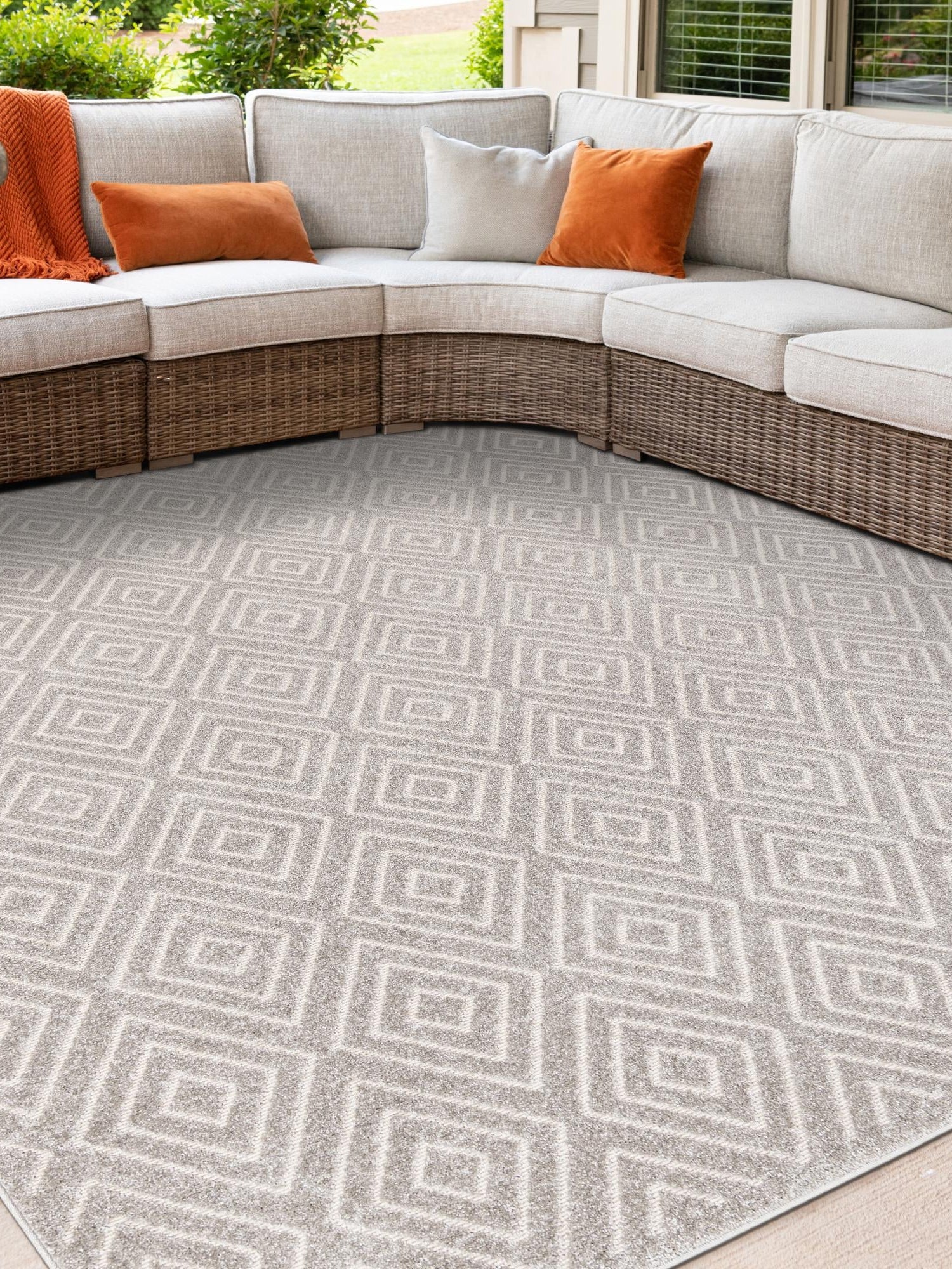 Gray 10' x 10' Sabrina Soto Outdoor Square Area Rug Weather Resistant for Patio, Deck, Terrace, Balcony, Porch Durable Carpet for Exterior Home Design for Sale at Rug Engine