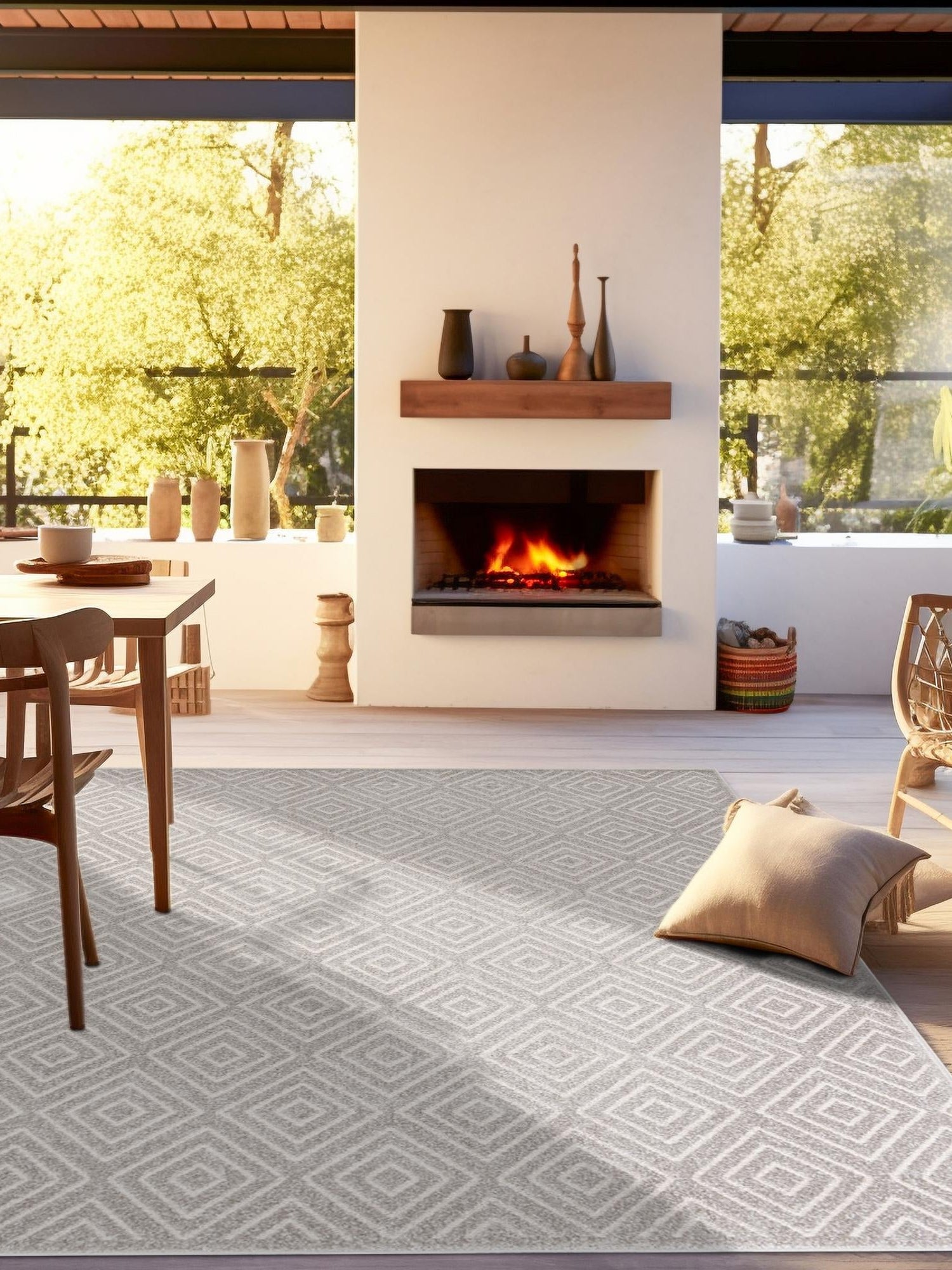 Gray 10' x 10' Sabrina Soto Outdoor Square Area Rug Weather Resistant for Patio, Deck, Terrace, Balcony, Porch Durable Carpet for Exterior Home Design for Sale at Rug Engine