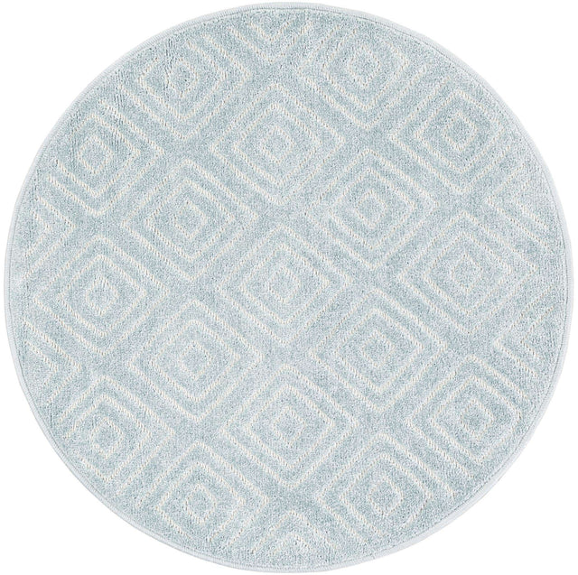 Light Blue 3' 1 x 3' 1 Sabrina Soto Outdoor Round Area Rug Weather Resistant for Patio, Deck, Terrace, Balcony, Porch Durable Carpet for Exterior Home Design for Sale at Rug Engine