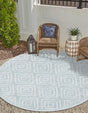 Light Blue 7' 10 x 7' 10 Sabrina Soto Outdoor Round Area Rug Weather Resistant for Patio, Deck, Terrace, Balcony, Porch Durable Carpet for Exterior Home Design for Sale at Rug Engine
