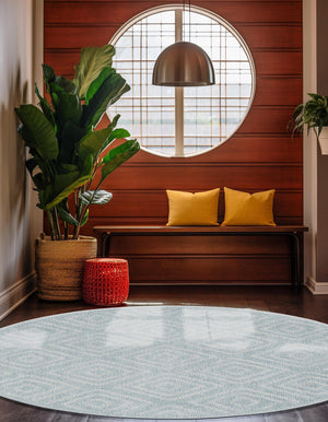 Light Blue 3' 1 x 3' 1 Sabrina Soto Outdoor Round Area Rug Weather Resistant for Patio, Deck, Terrace, Balcony, Porch Durable Carpet for Exterior Home Design for Sale at Rug Engine