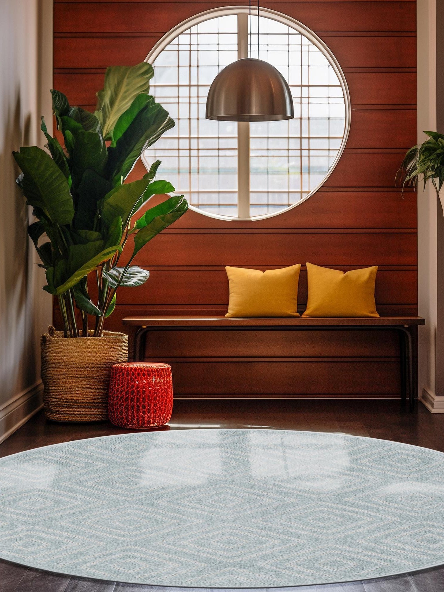 Light Blue 7' 10 x 7' 10 Sabrina Soto Outdoor Round Area Rug Weather Resistant for Patio, Deck, Terrace, Balcony, Porch Durable Carpet for Exterior Home Design for Sale at Rug Engine