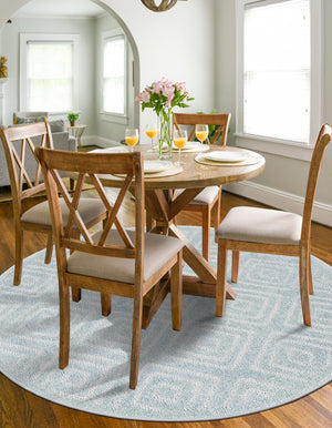 Light Blue 3' 1 x 3' 1 Sabrina Soto Outdoor Round Area Rug Weather Resistant for Patio, Deck, Terrace, Balcony, Porch Durable Carpet for Exterior Home Design for Sale at Rug Engine