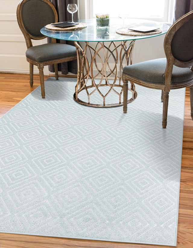 Light Blue 10' x 14' 1 Sabrina Soto Outdoor Rectangle Area Rug Weather Resistant for Patio, Deck, Terrace, Balcony, Porch Durable Carpet for Exterior Home Design for Sale at Rug Engine