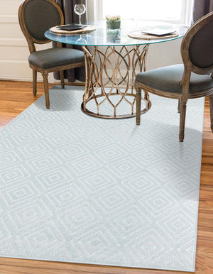 Light Blue 4' 1 x 6' 1 Sabrina Soto Outdoor Rectangle Area Rug Weather Resistant for Patio, Deck, Terrace, Balcony, Porch Durable Carpet for Exterior Home Design for Sale at Rug Engine