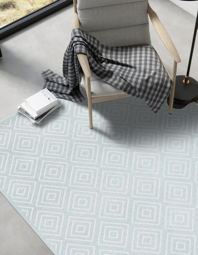 Light Blue 9' x 12' Sabrina Soto Outdoor Rectangle Area Rug Weather Resistant for Patio, Deck, Terrace, Balcony, Porch Durable Carpet for Exterior Home Design for Sale at Rug Engine