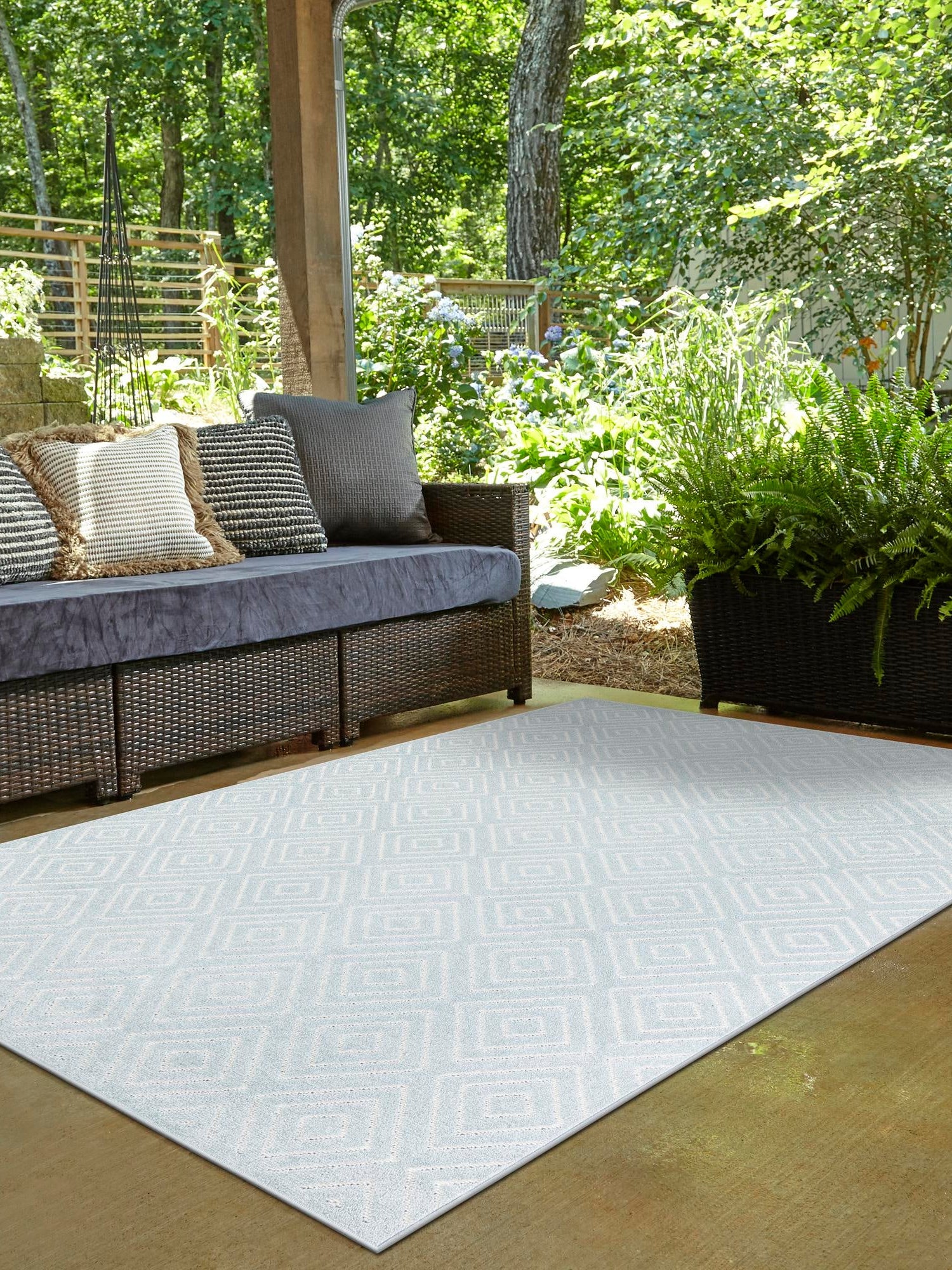Light Blue 2' x 3' 1 Sabrina Soto Outdoor Rectangle Area Rug Weather Resistant for Patio, Deck, Terrace, Balcony, Porch Durable Carpet for Exterior Home Design for Sale at Rug Engine
