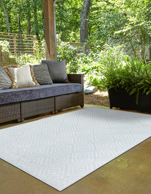 Light Blue 4' 1 x 6' 1 Sabrina Soto Outdoor Rectangle Area Rug Weather Resistant for Patio, Deck, Terrace, Balcony, Porch Durable Carpet for Exterior Home Design for Sale at Rug Engine