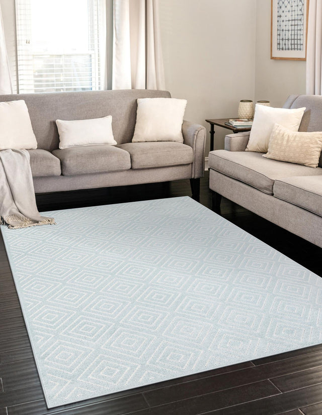 Light Blue 5' 1 x 8' Sabrina Soto Outdoor Rectangle Area Rug Weather Resistant for Patio, Deck, Terrace, Balcony, Porch Durable Carpet for Exterior Home Design for Sale at Rug Engine