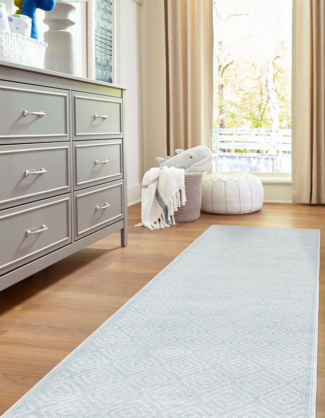 Light Blue 2' x 6' 1 Sabrina Soto Outdoor Runner Area Rug Weather Resistant for Patio, Deck, Terrace, Balcony, Porch Durable Carpet for Exterior Home Design for Sale at Rug Engine