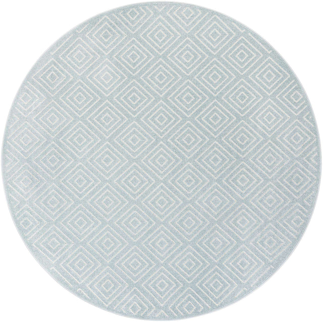 Light Blue 7' 10 x 7' 10 Sabrina Soto Outdoor Round Area Rug Weather Resistant for Patio, Deck, Terrace, Balcony, Porch Durable Carpet for Exterior Home Design for Sale at Rug Engine
