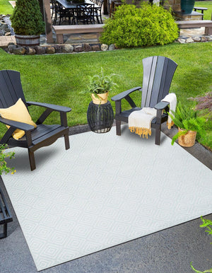 Light Blue 10' x 10' Sabrina Soto Outdoor Square Area Rug Weather Resistant for Patio, Deck, Terrace, Balcony, Porch Durable Carpet for Exterior Home Design for Sale at Rug Engine