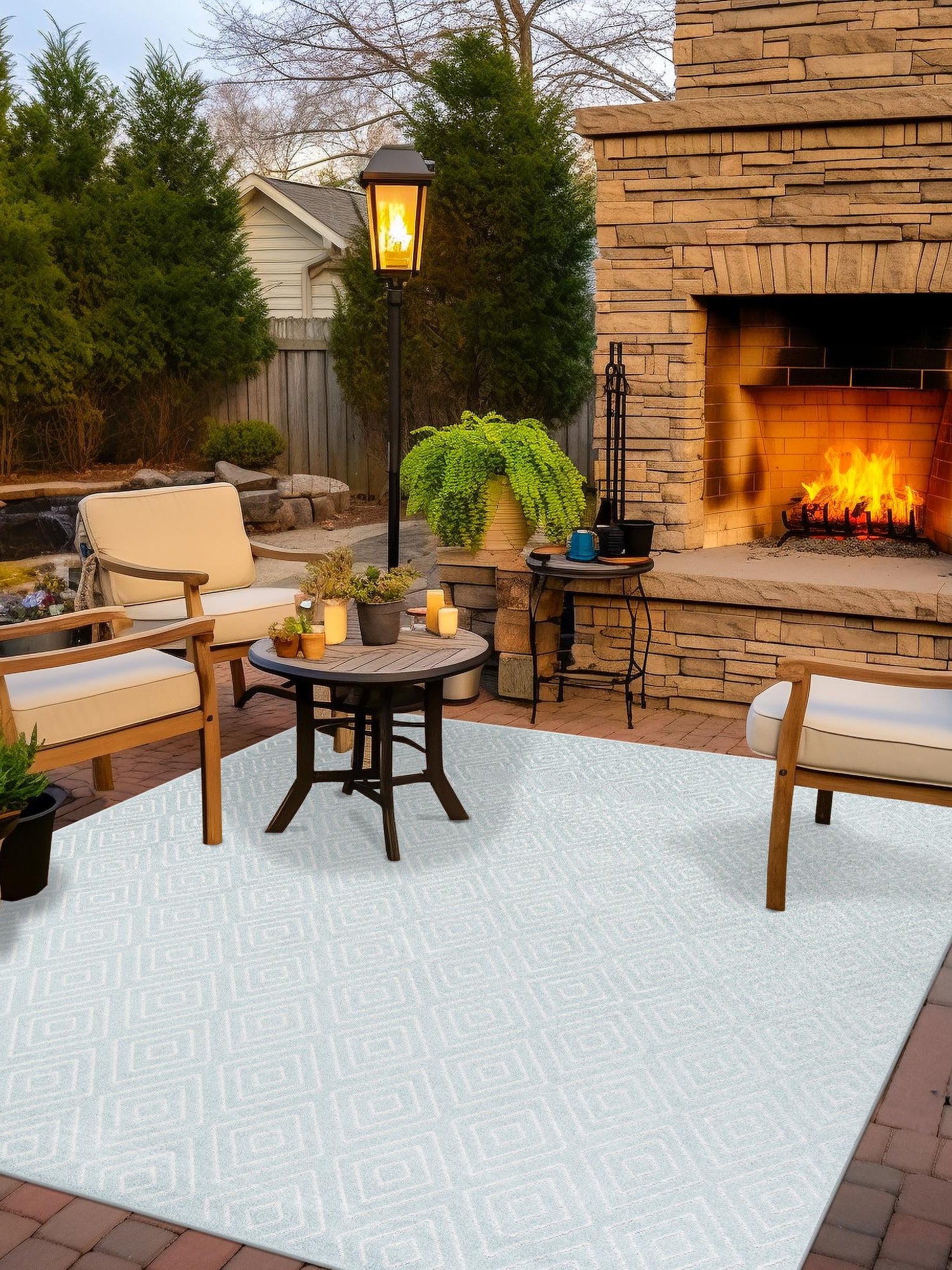 Light Blue 10' x 10' Sabrina Soto Outdoor Square Area Rug Weather Resistant for Patio, Deck, Terrace, Balcony, Porch Durable Carpet for Exterior Home Design for Sale at Rug Engine