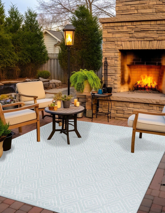 Light Blue 10' x 10' Sabrina Soto Outdoor Square Area Rug Weather Resistant for Patio, Deck, Terrace, Balcony, Porch Durable Carpet for Exterior Home Design for Sale at Rug Engine