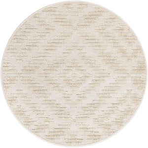 Beige and Ivory 3' 1 x 3' 1 Sabrina Soto Outdoor Round Area Rug Weather Resistant for Patio, Deck, Terrace, Balcony, Porch Durable Carpet for Exterior Home Design for Sale at Rug Engine