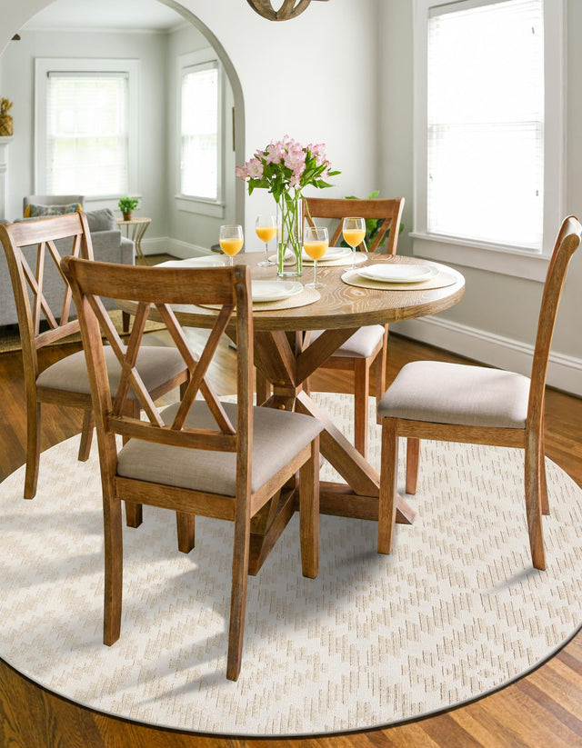 Beige and Ivory 3' 1 x 3' 1 Sabrina Soto Outdoor Round Area Rug Weather Resistant for Patio, Deck, Terrace, Balcony, Porch Durable Carpet for Exterior Home Design for Sale at Rug Engine