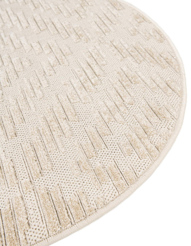 Beige and Ivory 7' 10 x 7' 10 Sabrina Soto Outdoor Round Area Rug Weather Resistant for Patio, Deck, Terrace, Balcony, Porch Durable Carpet for Exterior Home Design for Sale at Rug Engine
