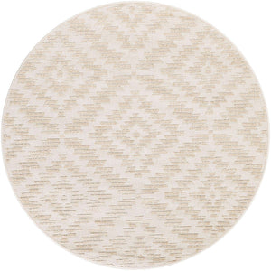 Beige and Ivory 5' 1 x 5' 1 Sabrina Soto Outdoor Round Area Rug Weather Resistant for Patio, Deck, Terrace, Balcony, Porch Durable Carpet for Exterior Home Design for Sale at Rug Engine
