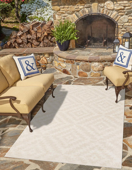 Beige and Ivory 8' x 10' Sabrina Soto Outdoor Rectangle Rug