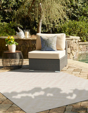 Beige and Ivory 5' 1 x 8' Sabrina Soto Outdoor Rectangle Area Rug Weather Resistant for Patio, Deck, Terrace, Balcony, Porch Durable Carpet for Exterior Home Design for Sale at Rug Engine