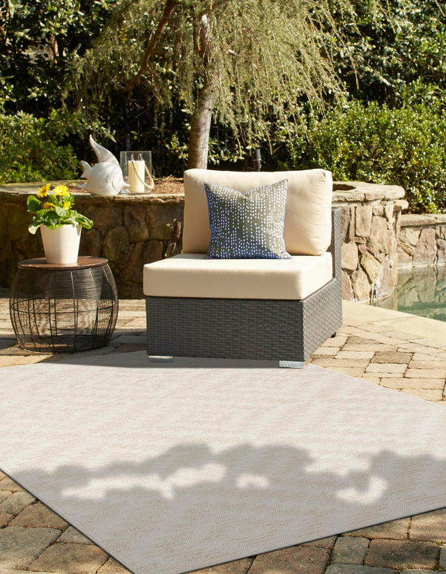 Beige and Ivory 6' 1 x 9' Sabrina Soto Outdoor Rectangle Area Rug Weather Resistant for Patio, Deck, Terrace, Balcony, Porch Durable Carpet for Exterior Home Design for Sale at Rug Engine