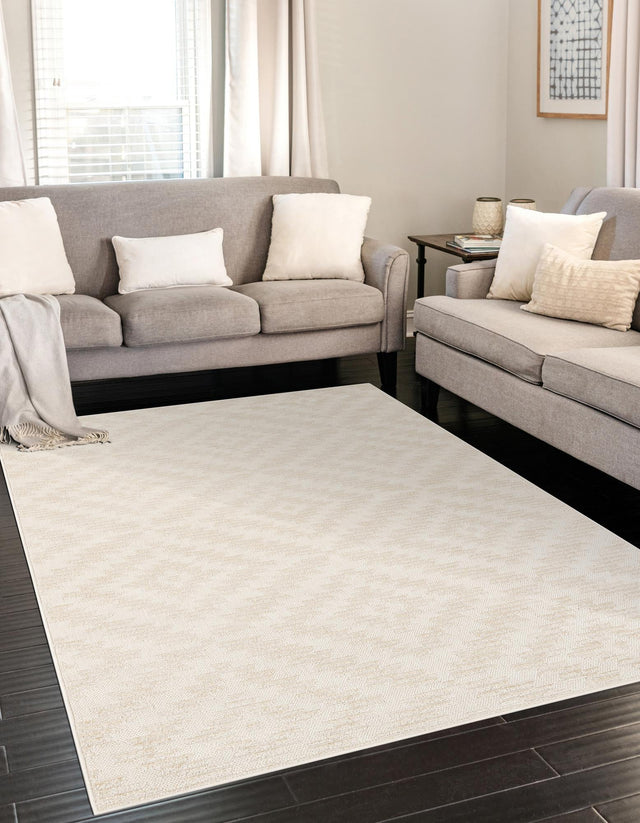 Beige and Ivory 8' x 10' Sabrina Soto Outdoor Rectangle Rug