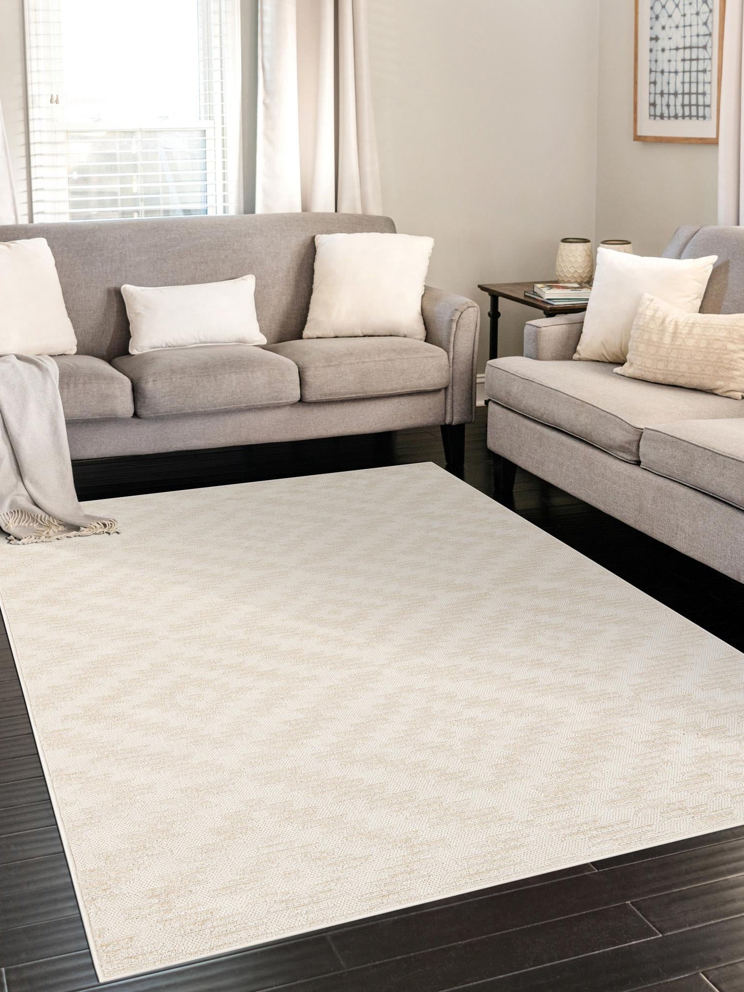 Beige and Ivory 9' x 12' Sabrina Soto Outdoor Rectangle Area Rug Weather Resistant for Patio, Deck, Terrace, Balcony, Porch Durable Carpet for Exterior Home Design for Sale at Rug Engine