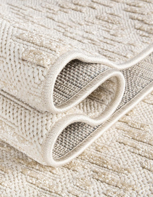 Beige and Ivory 4' 1 x 6' 1 Sabrina Soto Outdoor Rectangle Area Rug Weather Resistant for Patio, Deck, Terrace, Balcony, Porch Durable Carpet for Exterior Home Design for Sale at Rug Engine