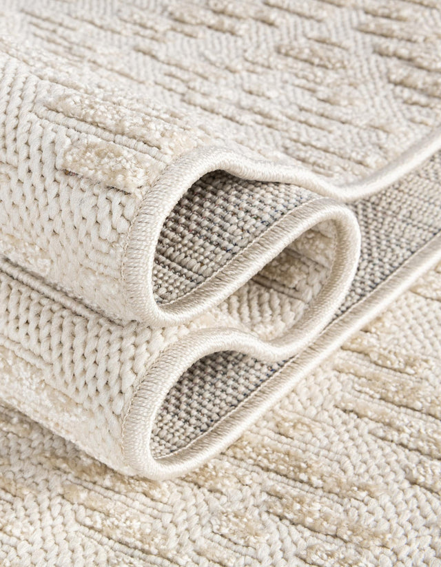 Beige and Ivory 5' 1 x 8' Sabrina Soto Outdoor Rectangle Area Rug Weather Resistant for Patio, Deck, Terrace, Balcony, Porch Durable Carpet for Exterior Home Design for Sale at Rug Engine
