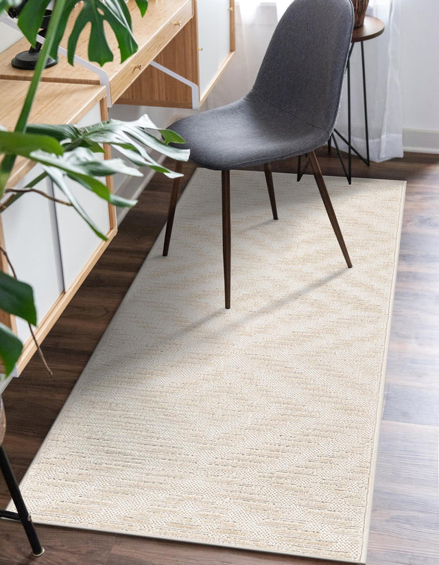 Beige and Ivory 2' x 8' Sabrina Soto Outdoor Runner Area Rug Weather Resistant for Patio, Deck, Terrace, Balcony, Porch Durable Carpet for Exterior Home Design for Sale at Rug Engine