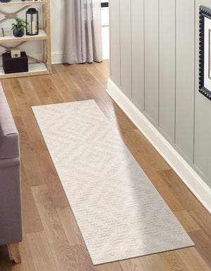 Beige and Ivory 2' 7 x 12' Sabrina Soto Outdoor Runner Area Rug Weather Resistant for Patio, Deck, Terrace, Balcony, Porch Durable Carpet for Exterior Home Design for Sale at Rug Engine