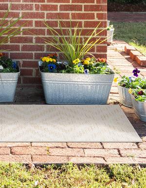 Beige and Ivory 2' x 8' Sabrina Soto Outdoor Runner Area Rug Weather Resistant for Patio, Deck, Terrace, Balcony, Porch Durable Carpet for Exterior Home Design for Sale at Rug Engine