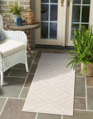 Beige and Ivory 2' x 8' Sabrina Soto Outdoor Runner Area Rug Weather Resistant for Patio, Deck, Terrace, Balcony, Porch Durable Carpet for Exterior Home Design for Sale at Rug Engine