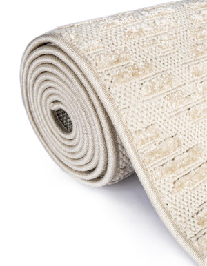 Beige and Ivory 2' x 6' 1 Sabrina Soto Outdoor Runner Area Rug Weather Resistant for Patio, Deck, Terrace, Balcony, Porch Durable Carpet for Exterior Home Design for Sale at Rug Engine