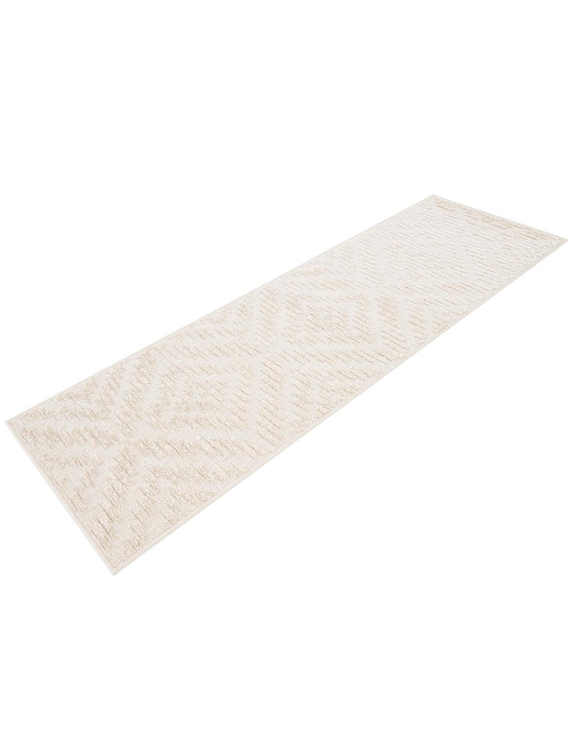Beige and Ivory 2' x 6' 1 Sabrina Soto Outdoor Runner Area Rug Weather Resistant for Patio, Deck, Terrace, Balcony, Porch Durable Carpet for Exterior Home Design for Sale at Rug Engine