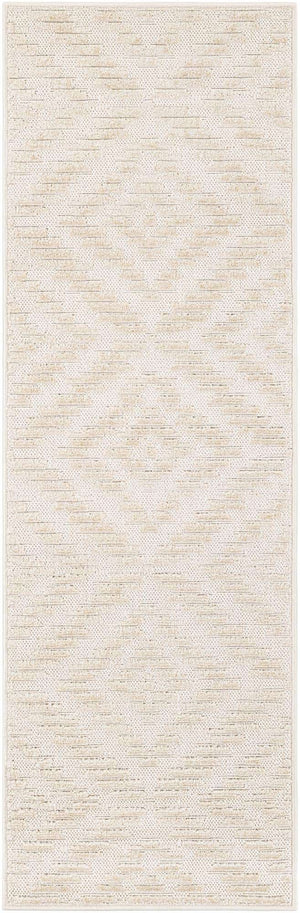 Beige and Ivory 2' x 6' 1 Sabrina Soto Outdoor Runner Area Rug Weather Resistant for Patio, Deck, Terrace, Balcony, Porch Durable Carpet for Exterior Home Design for Sale at Rug Engine