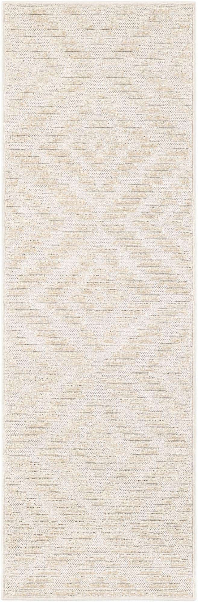 Beige and Ivory 2' x 6' 1 Sabrina Soto Outdoor Runner Area Rug Weather Resistant for Patio, Deck, Terrace, Balcony, Porch Durable Carpet for Exterior Home Design for Sale at Rug Engine