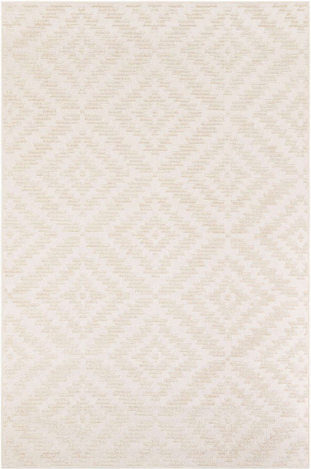 Beige and Ivory 6' 1 x 9' Sabrina Soto Outdoor Rectangle Area Rug Weather Resistant for Patio, Deck, Terrace, Balcony, Porch Durable Carpet for Exterior Home Design for Sale at Rug Engine