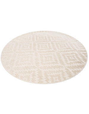 Beige and Ivory 7' 10 x 7' 10 Sabrina Soto Outdoor Round Area Rug Weather Resistant for Patio, Deck, Terrace, Balcony, Porch Durable Carpet for Exterior Home Design for Sale at Rug Engine