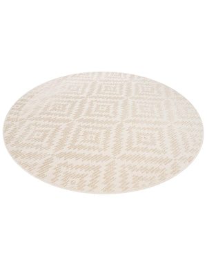 Beige and Ivory 7' 10 x 7' 10 Sabrina Soto Outdoor Round Area Rug Weather Resistant for Patio, Deck, Terrace, Balcony, Porch Durable Carpet for Exterior Home Design for Sale at Rug Engine