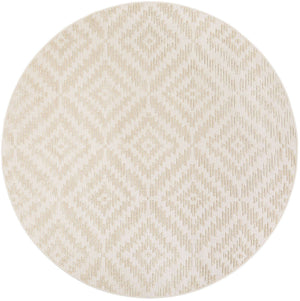 Beige and Ivory 7' 10 x 7' 10 Sabrina Soto Outdoor Round Area Rug Weather Resistant for Patio, Deck, Terrace, Balcony, Porch Durable Carpet for Exterior Home Design for Sale at Rug Engine