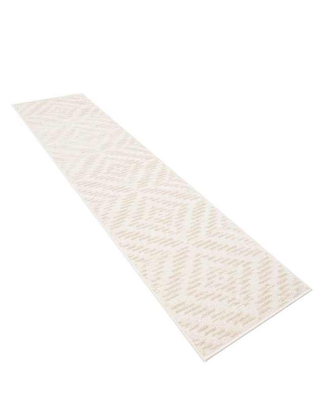 Beige and Ivory 2' x 8' Sabrina Soto Outdoor Runner Area Rug Weather Resistant for Patio, Deck, Terrace, Balcony, Porch Durable Carpet for Exterior Home Design for Sale at Rug Engine