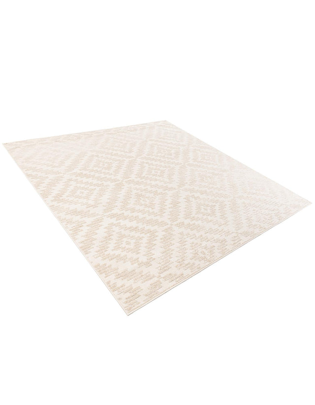 Beige and Ivory 7' 10 x 7' 10 Sabrina Soto Outdoor Square Area Rug Weather Resistant for Patio, Deck, Terrace, Balcony, Porch Durable Carpet for Exterior Home Design for Sale at Rug Engine