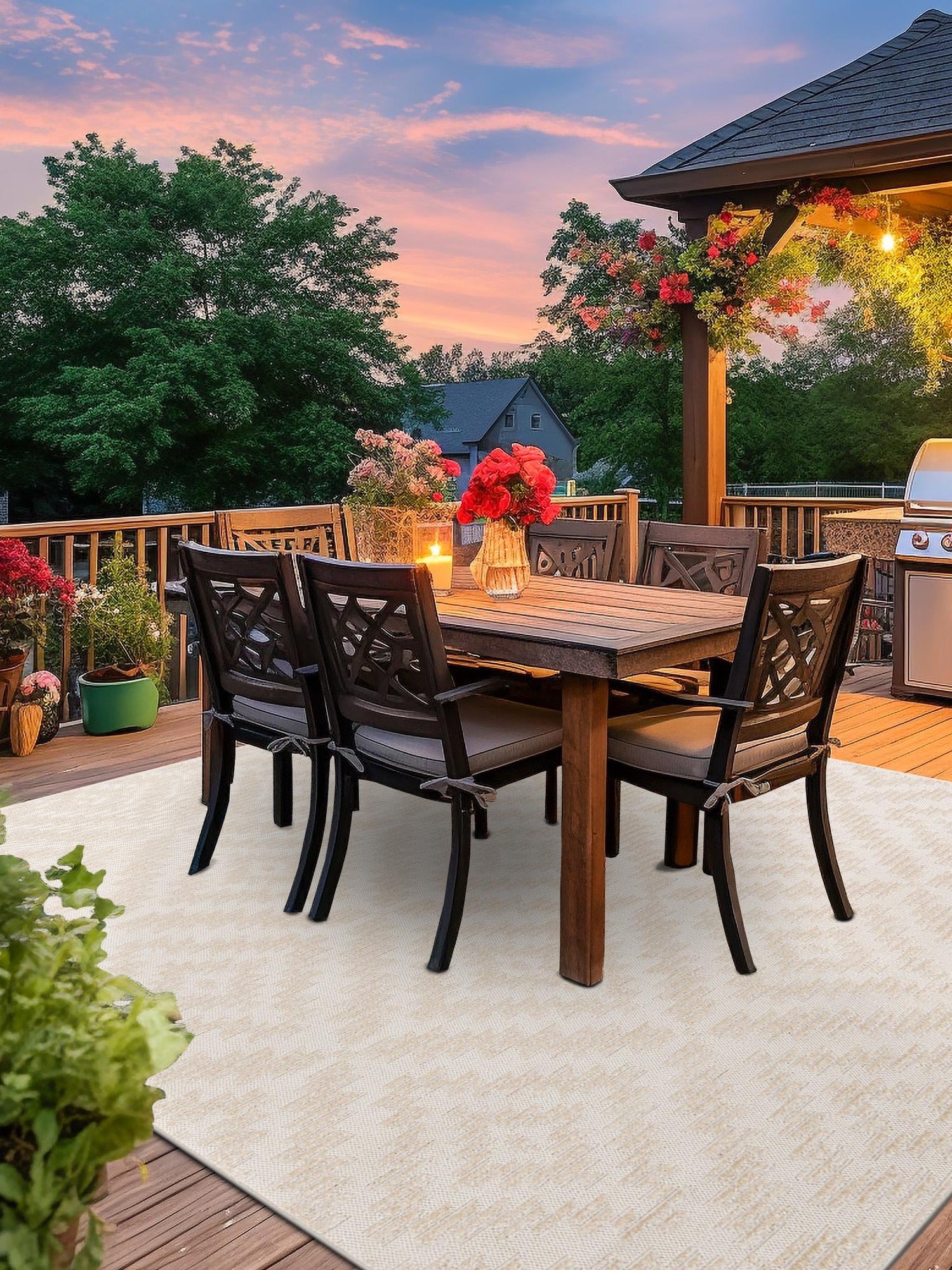 Beige and Ivory 10' x 10' Sabrina Soto Outdoor Square Area Rug Weather Resistant for Patio, Deck, Terrace, Balcony, Porch Durable Carpet for Exterior Home Design for Sale at Rug Engine