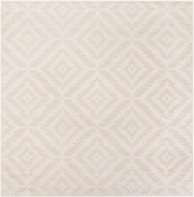 Beige and Ivory 7' 10 x 7' 10 Sabrina Soto Outdoor Square Area Rug Weather Resistant for Patio, Deck, Terrace, Balcony, Porch Durable Carpet for Exterior Home Design for Sale at Rug Engine