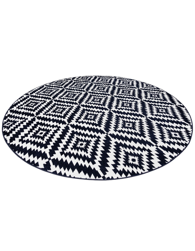 Navy Blue 10' x 10' Sabrina Soto Outdoor Round Area Rug Weather Resistant for Patio, Deck, Terrace, Balcony, Porch Durable Carpet for Exterior Home Design for Sale at Rug Engine
