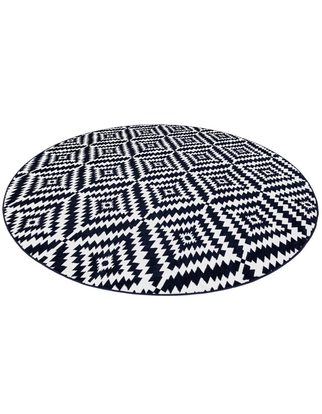 Navy Blue 10' x 10' Sabrina Soto Outdoor Round Area Rug Weather Resistant for Patio, Deck, Terrace, Balcony, Porch Durable Carpet for Exterior Home Design for Sale at Rug Engine