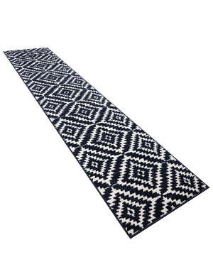 Navy Blue 2' 7 x 12' Sabrina Soto Outdoor Runner Area Rug Weather Resistant for Patio, Deck, Terrace, Balcony, Porch Durable Carpet for Exterior Home Design for Sale at Rug Engine