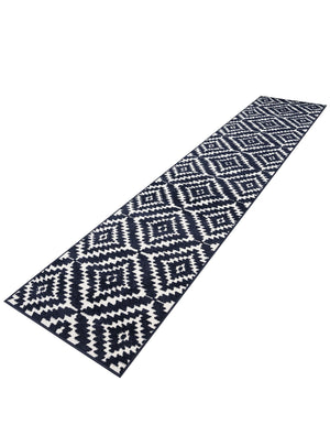 Navy Blue 2' 7 x 12' Sabrina Soto Outdoor Runner Area Rug Weather Resistant for Patio, Deck, Terrace, Balcony, Porch Durable Carpet for Exterior Home Design for Sale at Rug Engine